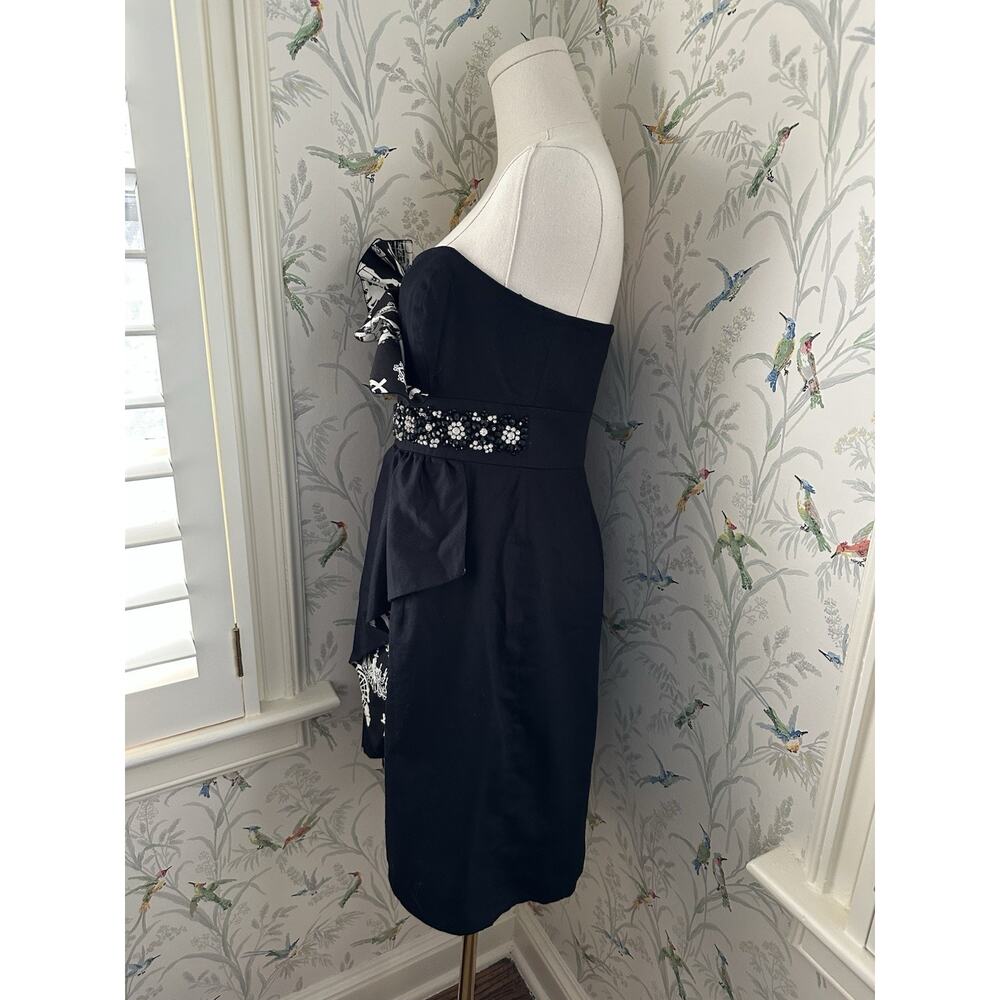 Lilly Pulitzer Crystal Black Late Night Toile Underlay Beaded Waist Dress Size 6 - Picture 5 of 8